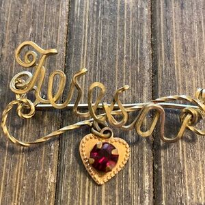 Vintage “TERESA” Name Brooch With Dangle Heart